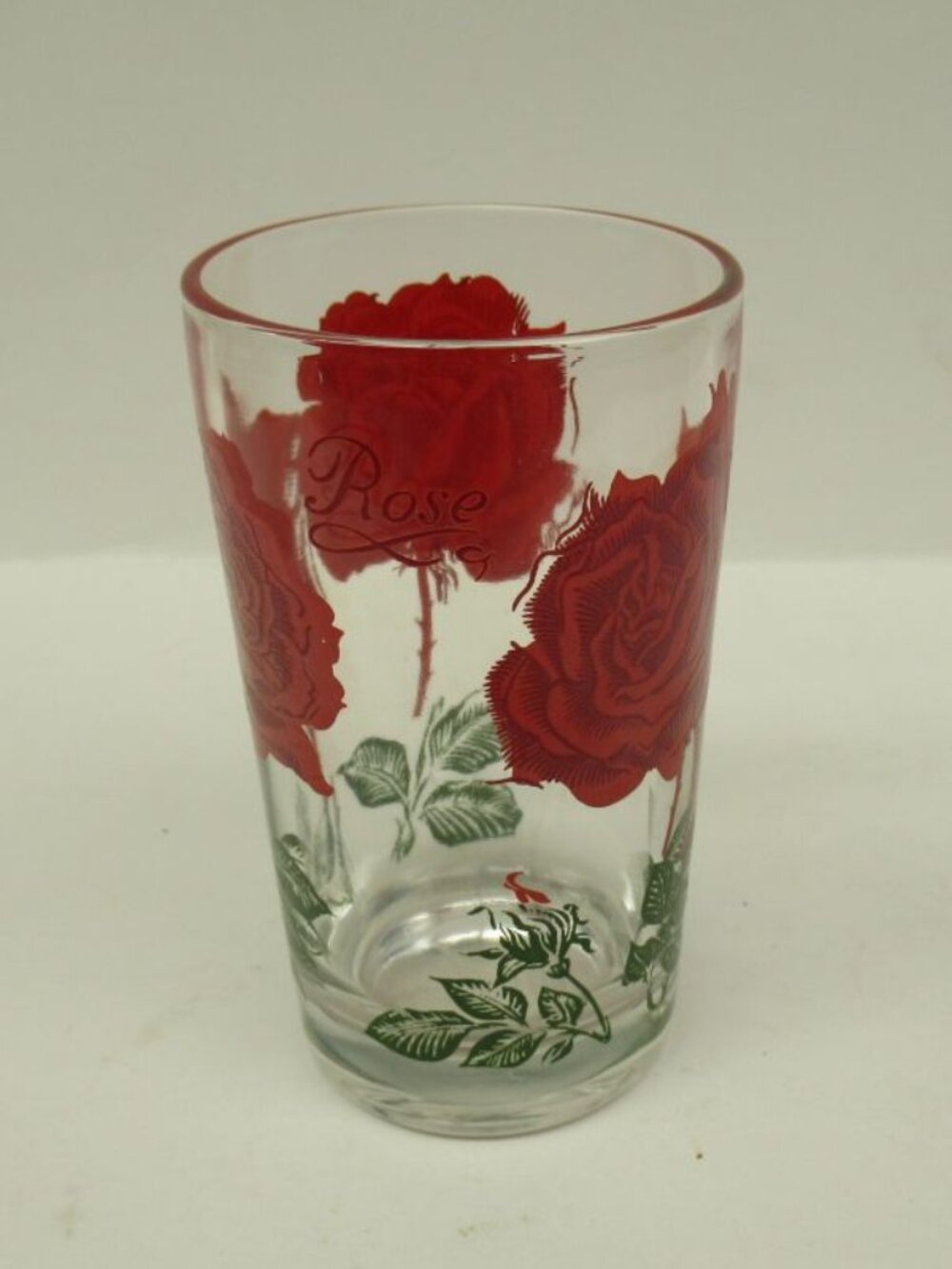 Boscul Vintage Peanut Butter 3 3/4 Inch RED ROSE Juice Glass - HTF
